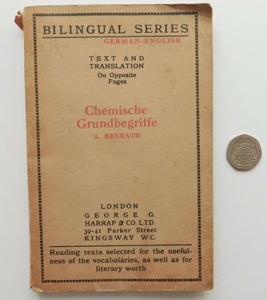 Chemische Grundbegriffe bilingual 1930s Chemistry book German English Benrath
